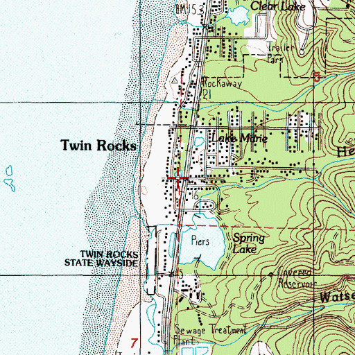 Topographic Map of Twin Rocks, OR