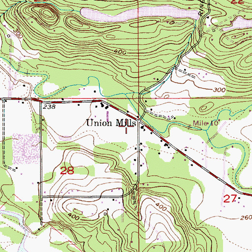 Topographic Map of Union Mills, OR