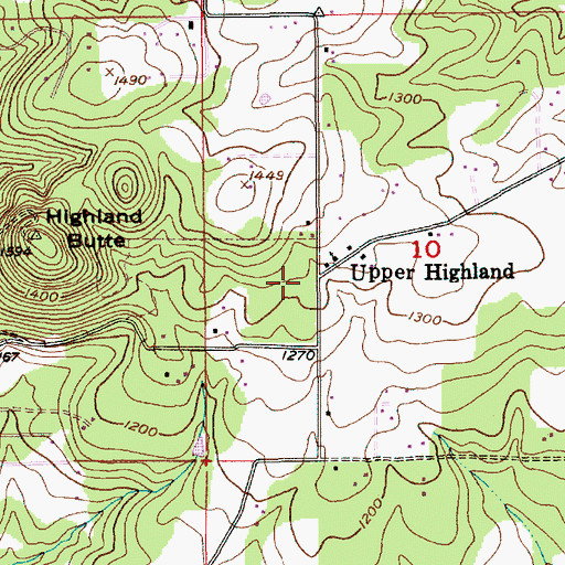 Topographic Map of Upper Highland, OR