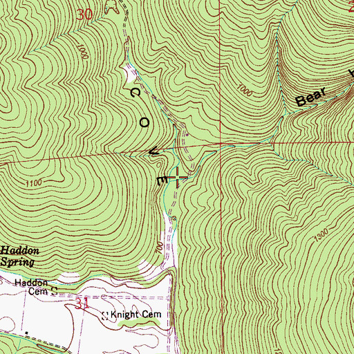Topographic Map of Bear Hollow, AL