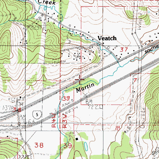 Topographic Map of Veatch, OR