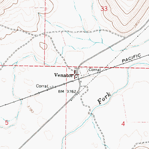 Topographic Map of Venator, OR