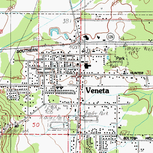 Topographic Map of Veneta, OR