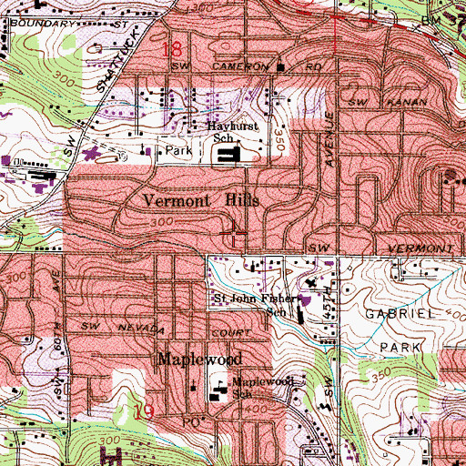 Topographic Map of Vermont Hills, OR