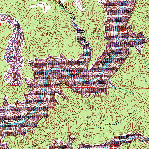 Topographic Map of Bear Pen Branch, AL