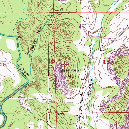 Topographic Map of Bear Pen Mountain, AL
