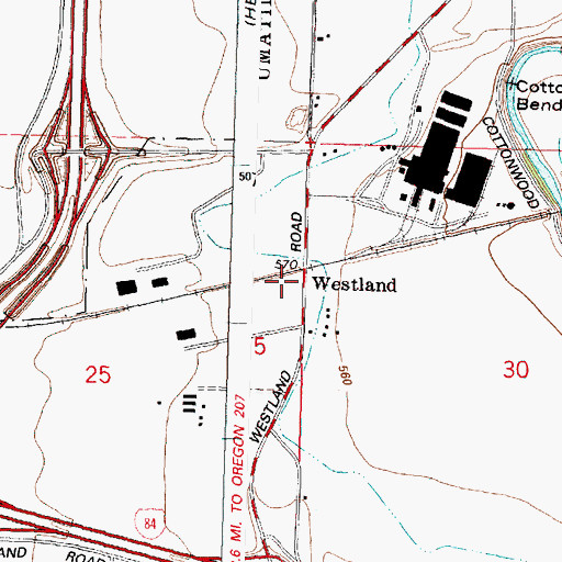 Topographic Map of Westland (historical), OR