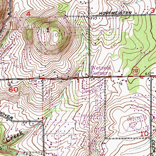 Topographic Map of Wetzels Corner, OR