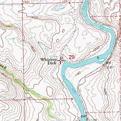 Topographic Map of Whiskey Dick, OR