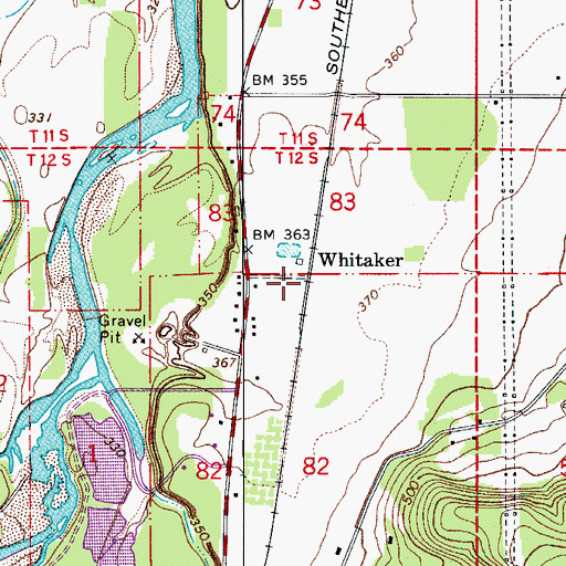 Topographic Map of Whitaker, OR