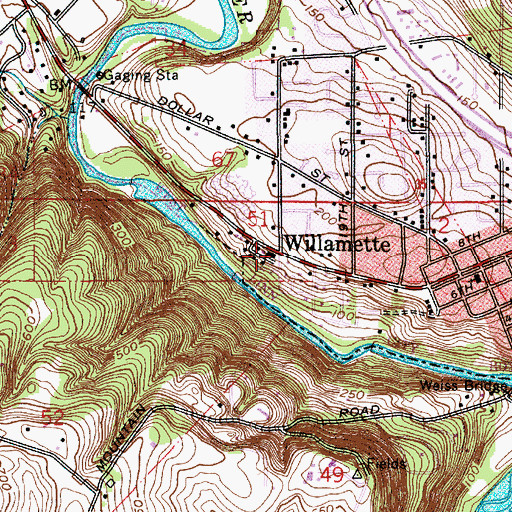 Topographic Map of Willamette, OR