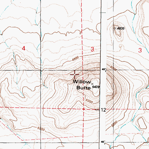 Topographic Map of Willow Butte, OR