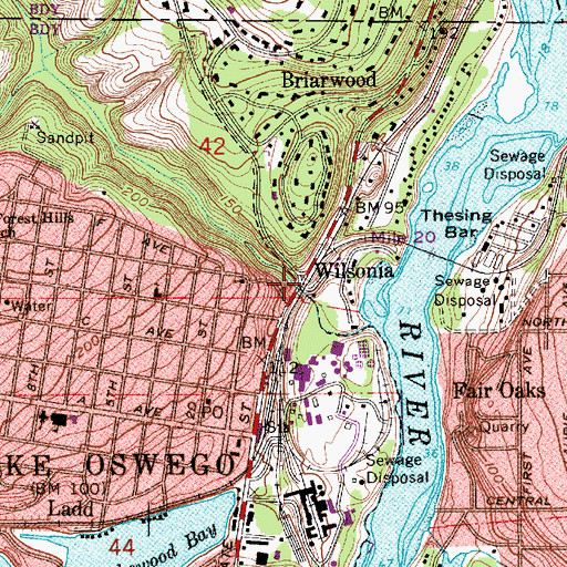 Topographic Map of Wilsonia (historical), OR