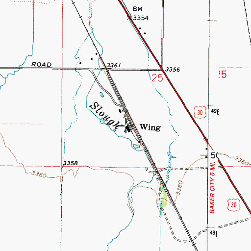 Topographic Map of Wing, OR