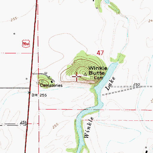 Topographic Map of Winkle Butte, OR