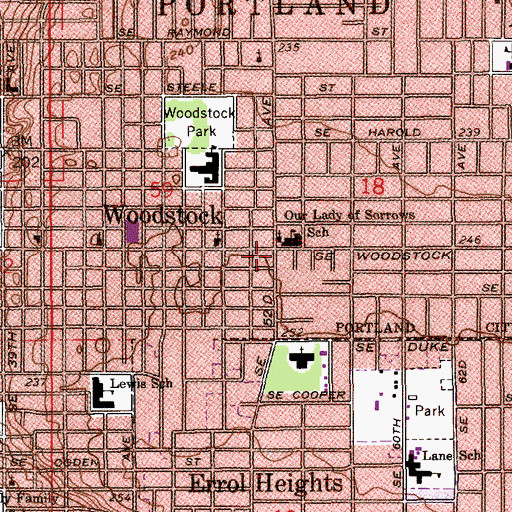 Topographic Map of Woodstock, OR