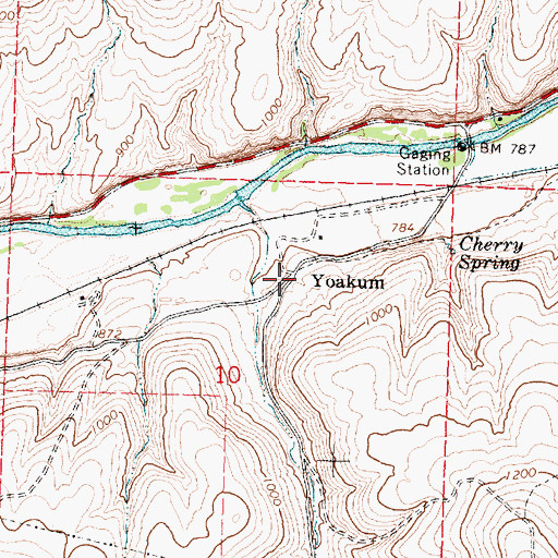 Topographic Map of Yoakum, OR