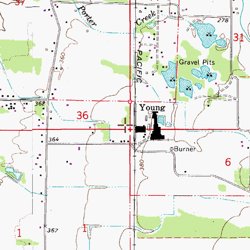 Topographic Map of Young, OR