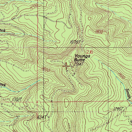 Topographic Map of Youngs Butte, OR
