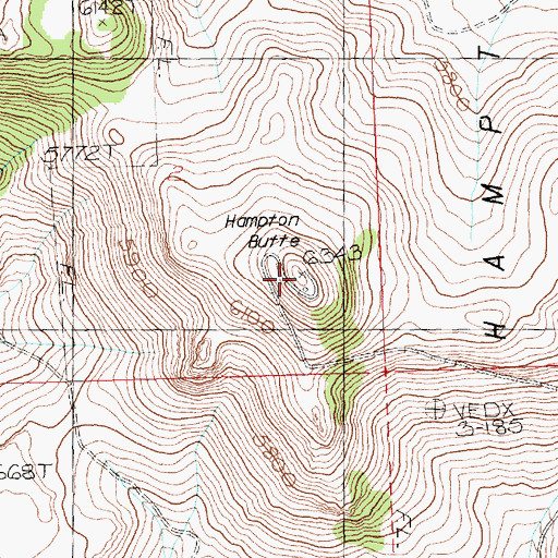 Topographic Map of Hampton Butte, OR