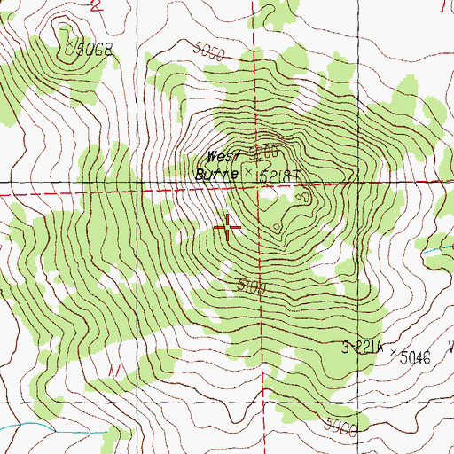 Topographic Map of West Butte, OR