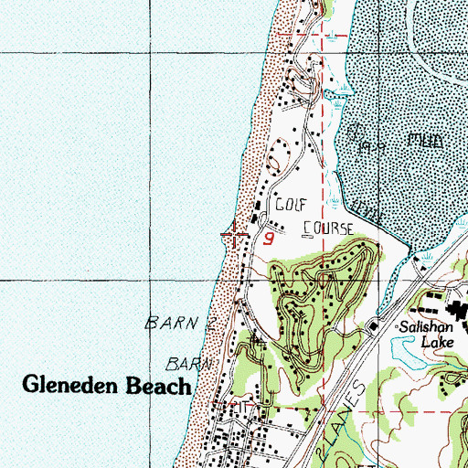 Topographic Map of Salishan, OR