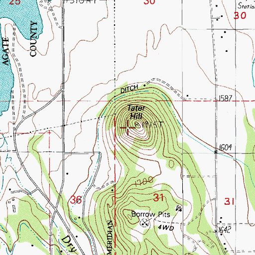 Topographic Map of Tater Hill, OR