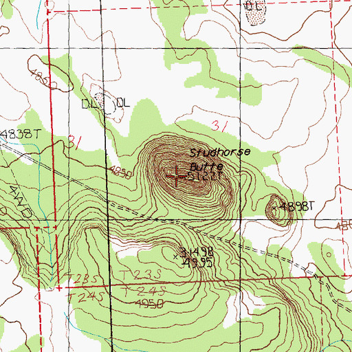Topographic Map of Studhorse Butte, OR