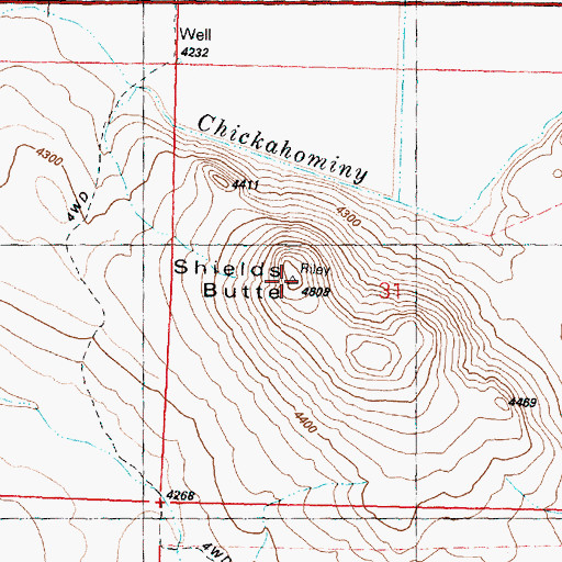 Topographic Map of Shields Butte, OR