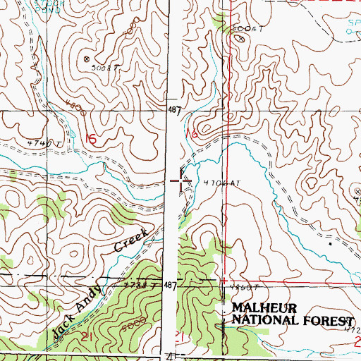 Topographic Map of Jack Andy Creek, OR