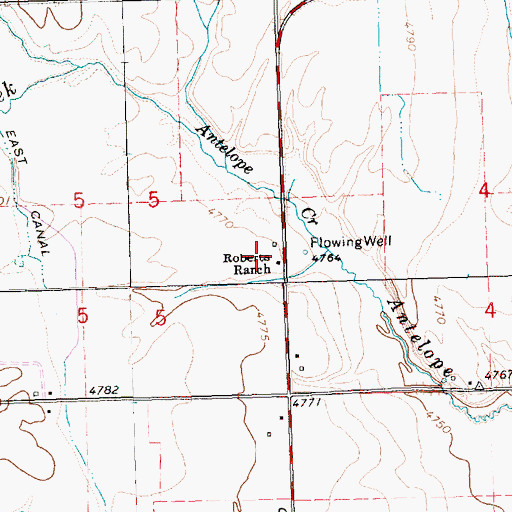 Topographic Map of Roberts Ranch, OR