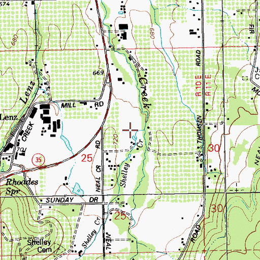Topographic Map of Shelley Creek, OR