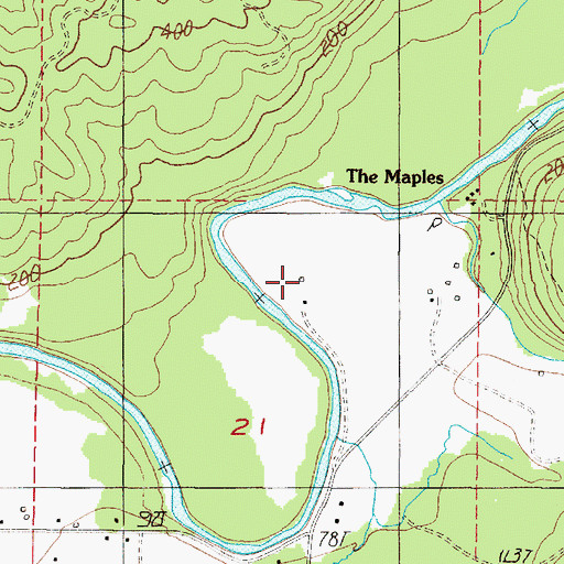 Topographic Map of The Maples, OR