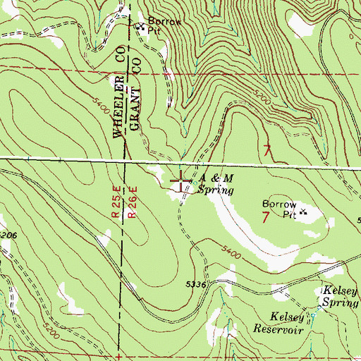 Topographic Map of A and M Spring, OR