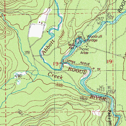 Topographic Map of Abbott Creek, OR