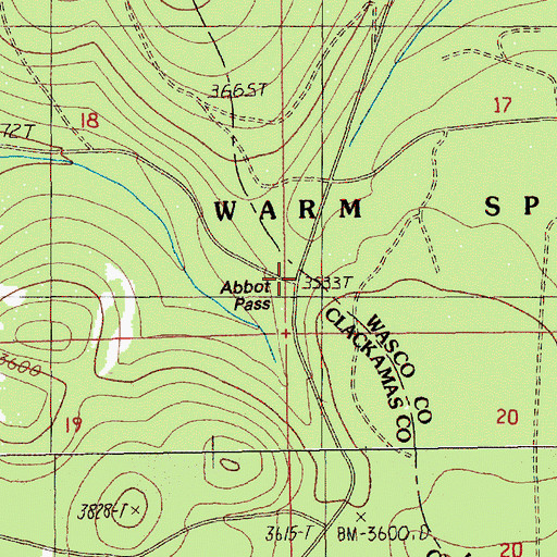 Topographic Map of Abbot Pass, OR