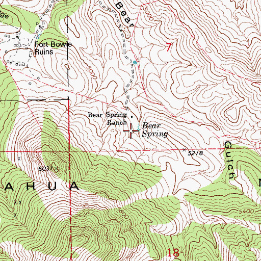 Topographic Map of Bear Spring, AZ