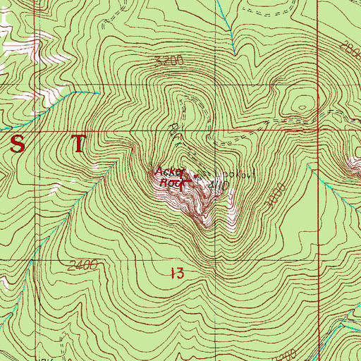Topographic Map of Acker Rock, OR
