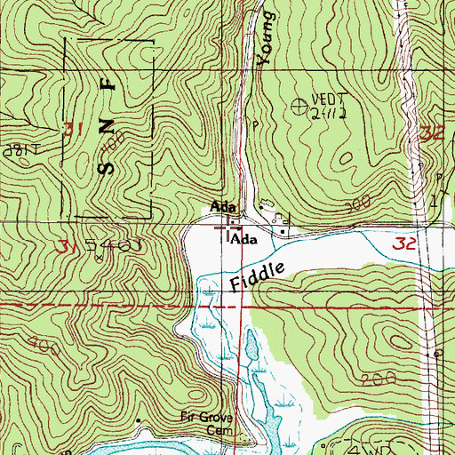 Topographic Map of Ada (historical), OR