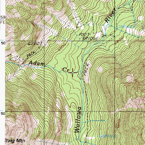 Topographic Map of Adam Creek, OR