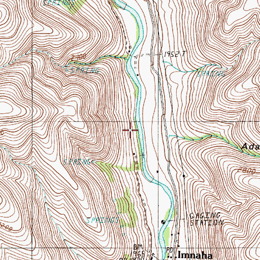 Topographic Map of Adams Canyon, OR