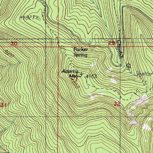 Topographic Map of Adams Mountain, OR