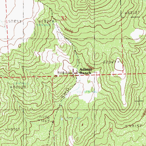 Topographic Map of Adams Ranch, OR