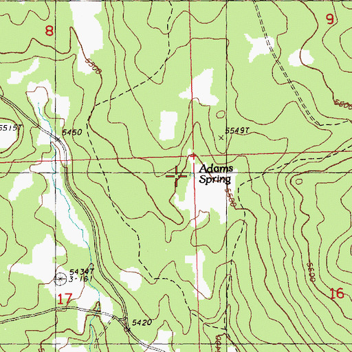 Topographic Map of Adams Spring, OR