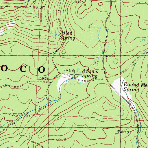 Topographic Map of Adams Spring, OR