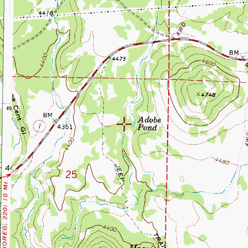 Topographic Map of Adobe Pond, OR