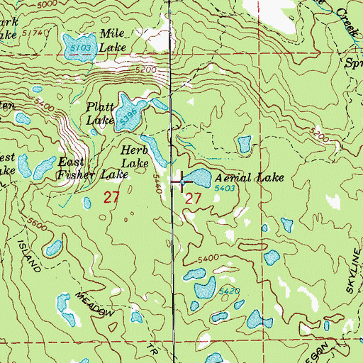 Topographic Map of Aerial Lake, OR