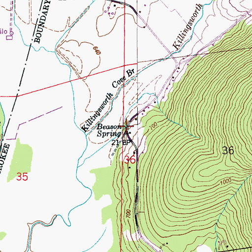 Topographic Map of Beason Spring, AL