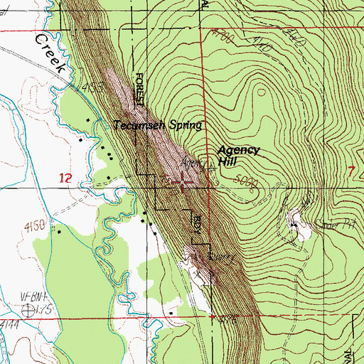 Topographic Map of Agency Hill, OR