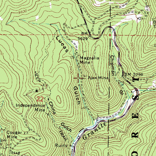 Topographic Map of Ajax Mine, OR